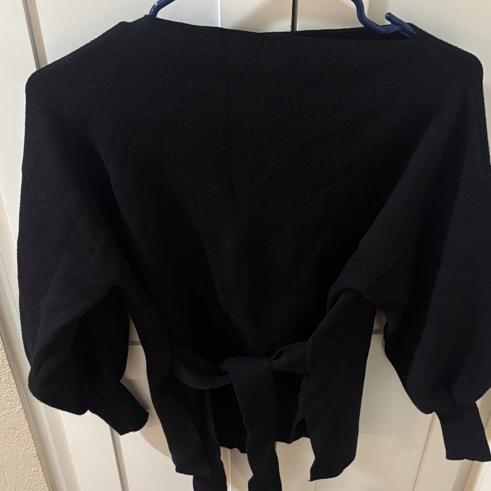 Tahari Women's Black Boat Neck Puff Sleeve - Picture 3 of 6